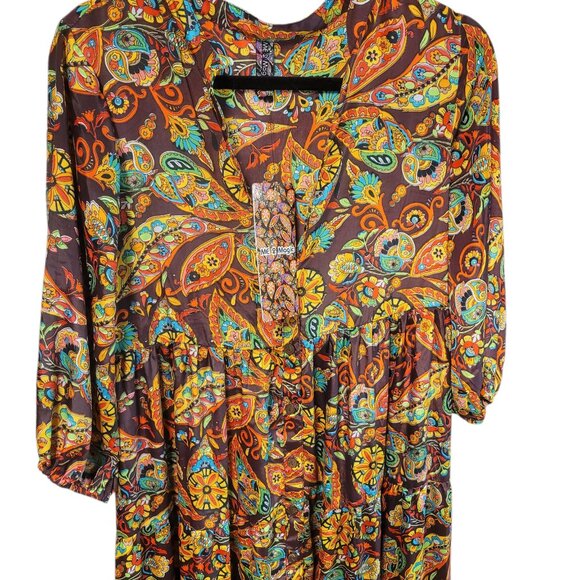 NWT Me 2 Magic Women's Boho Paisley Anthropologie Maxi Peasant Dress Small - Picture 3 of 10